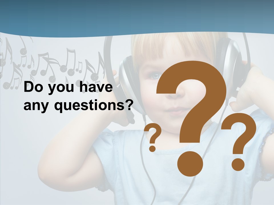 A Little Boy Wearing Headphones And Listening To Music PowerPoint Template