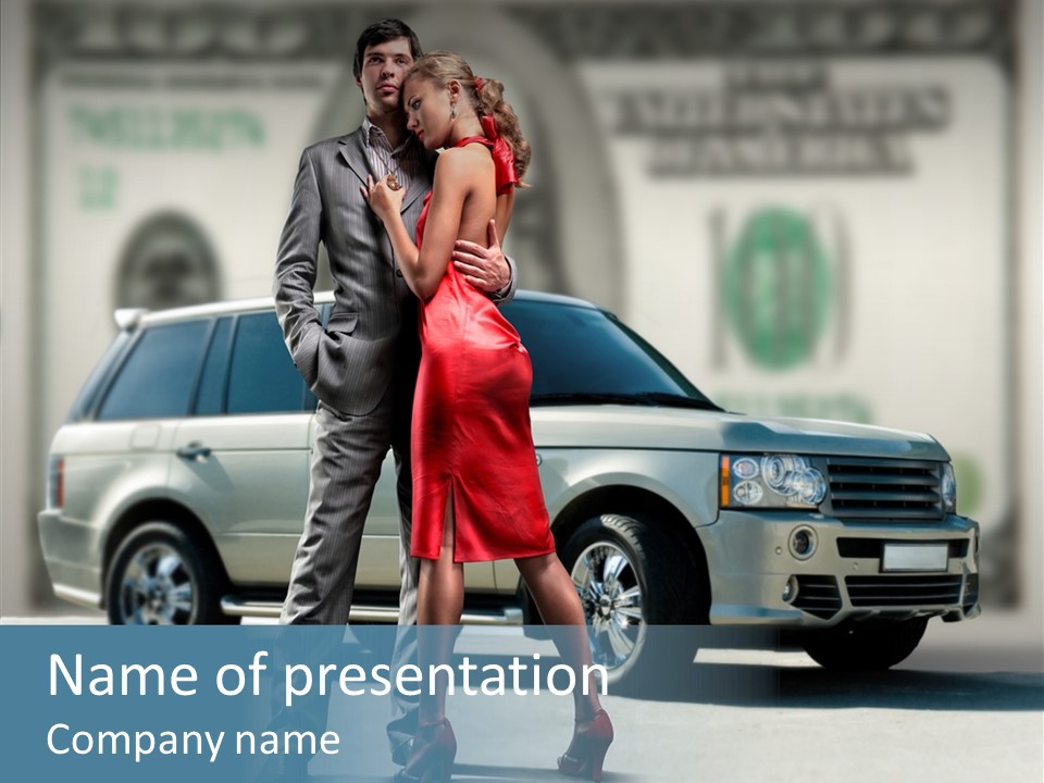 Couple And Car PowerPoint Template