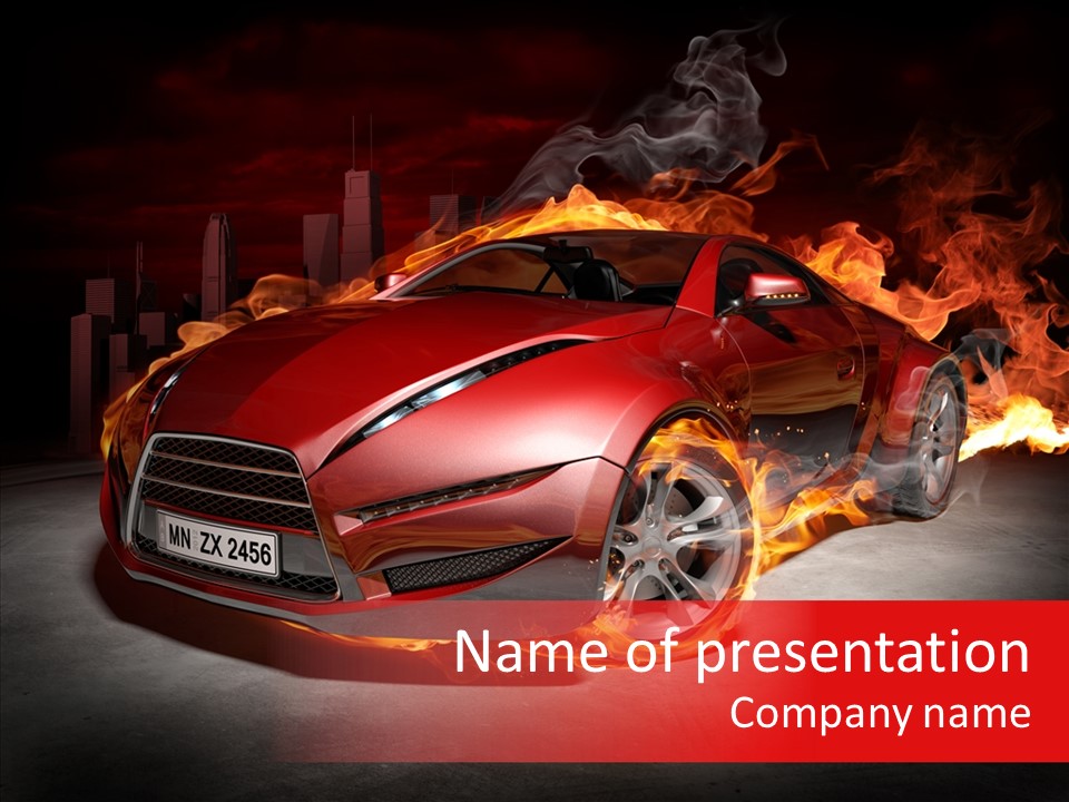 Fire Car PowerPoint Template