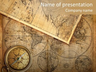 Old Map And Compass PowerPoint Template