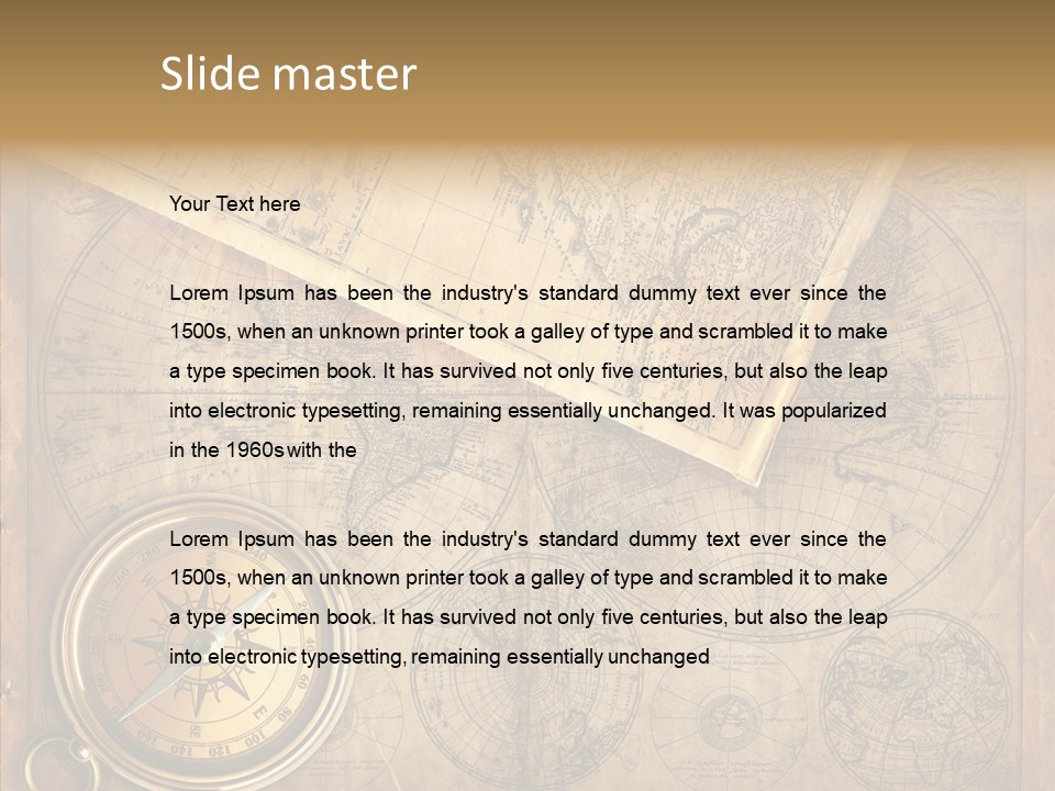 Old Map And Compass PowerPoint Template