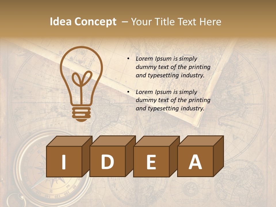 Old Map And Compass PowerPoint Template