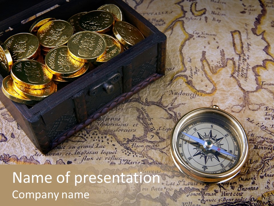 Treasure Chest And Map PowerPoint Template