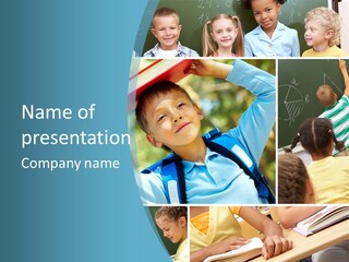 School Children Studying PowerPoint Template