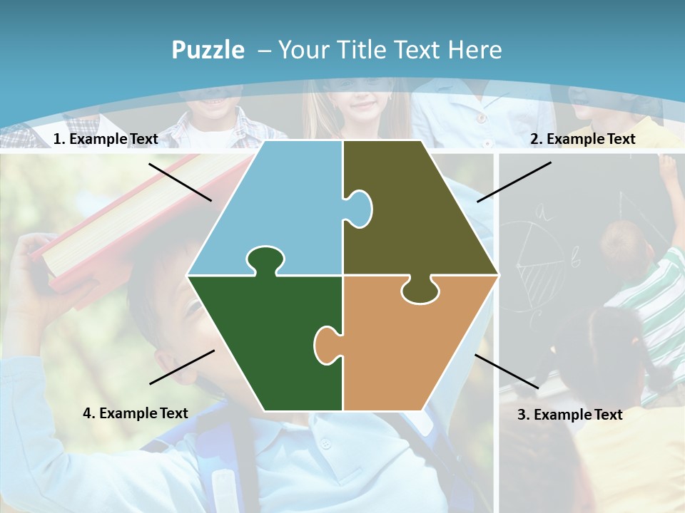 School Children Studying PowerPoint Template