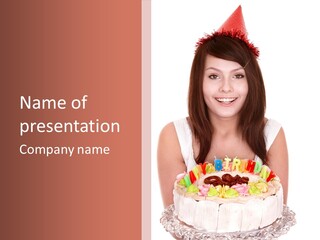 Holding A Cake PowerPoint Template