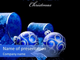 Blue Christmas Balls PowerPoint Template