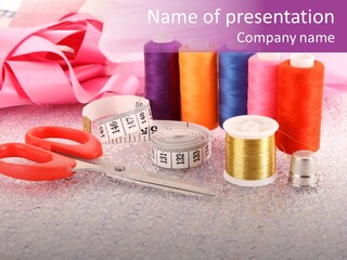 Red Knitting Housewife PowerPoint Template