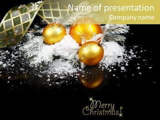 Reflection Ornament Branch PowerPoint Template