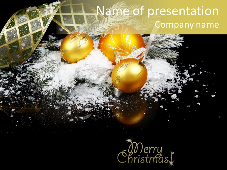 Reflection Ornament Branch PowerPoint Template