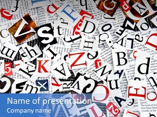 Letters Cut From Newspaper PowerPoint Template