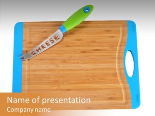 A Knife On A Cutting Board With A Name Of Presentation PowerPoint Template