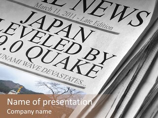 A Pile Of Newspapers With The Title Name Of Presentation PowerPoint Template
