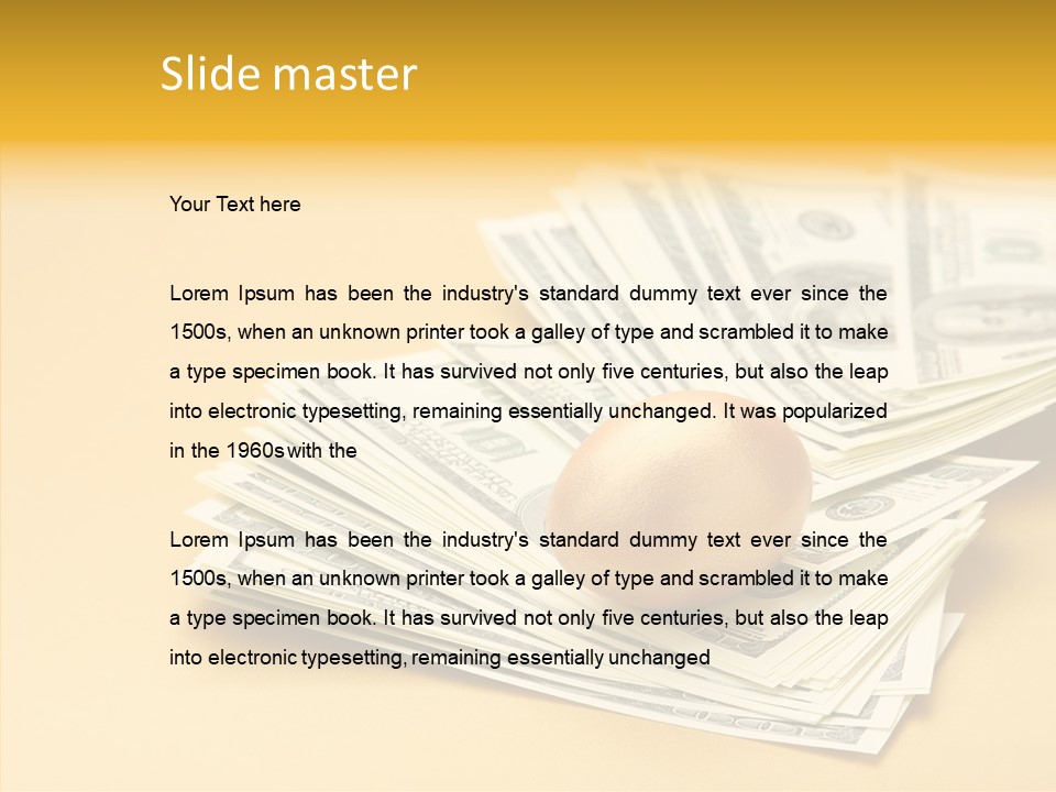 A Pile Of Money With An Egg On Top Of It PowerPoint Template