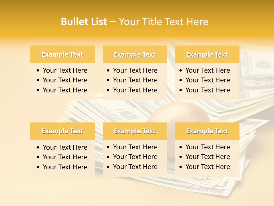A Pile Of Money With An Egg On Top Of It PowerPoint Template