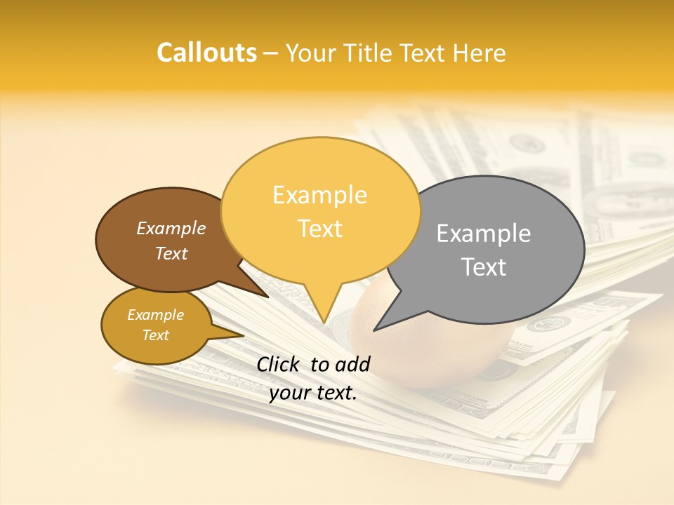 A Pile Of Money With An Egg On Top Of It PowerPoint Template