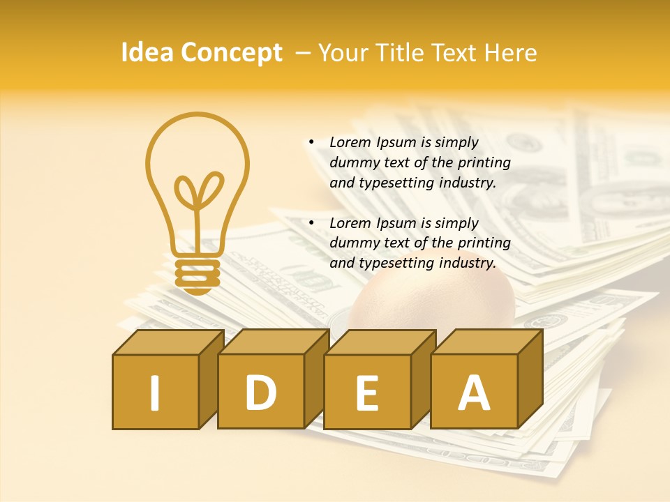 A Pile Of Money With An Egg On Top Of It PowerPoint Template