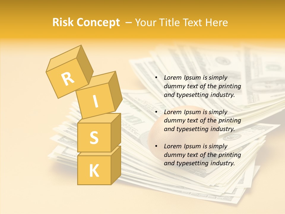 A Pile Of Money With An Egg On Top Of It PowerPoint Template