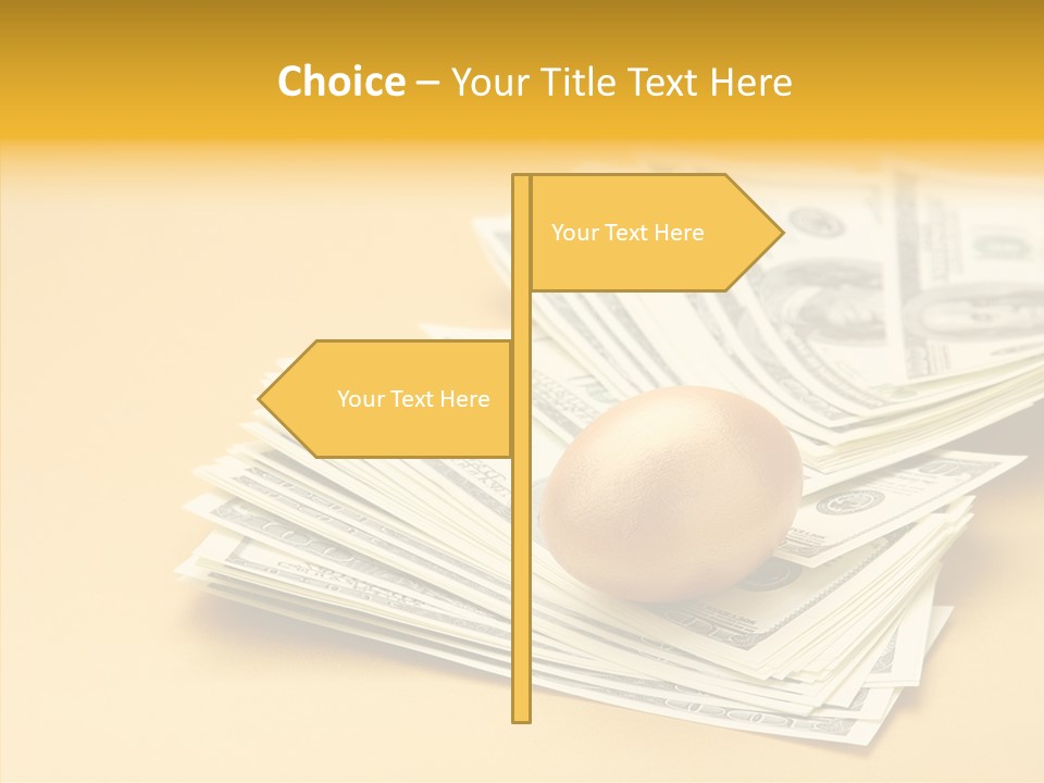 A Pile Of Money With An Egg On Top Of It PowerPoint Template