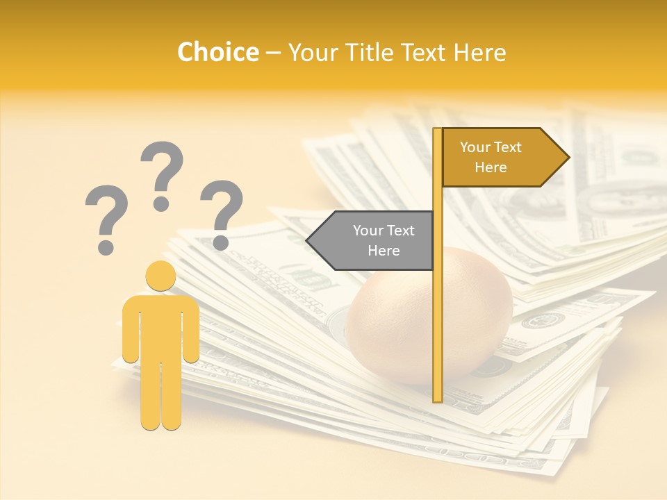 A Pile Of Money With An Egg On Top Of It PowerPoint Template