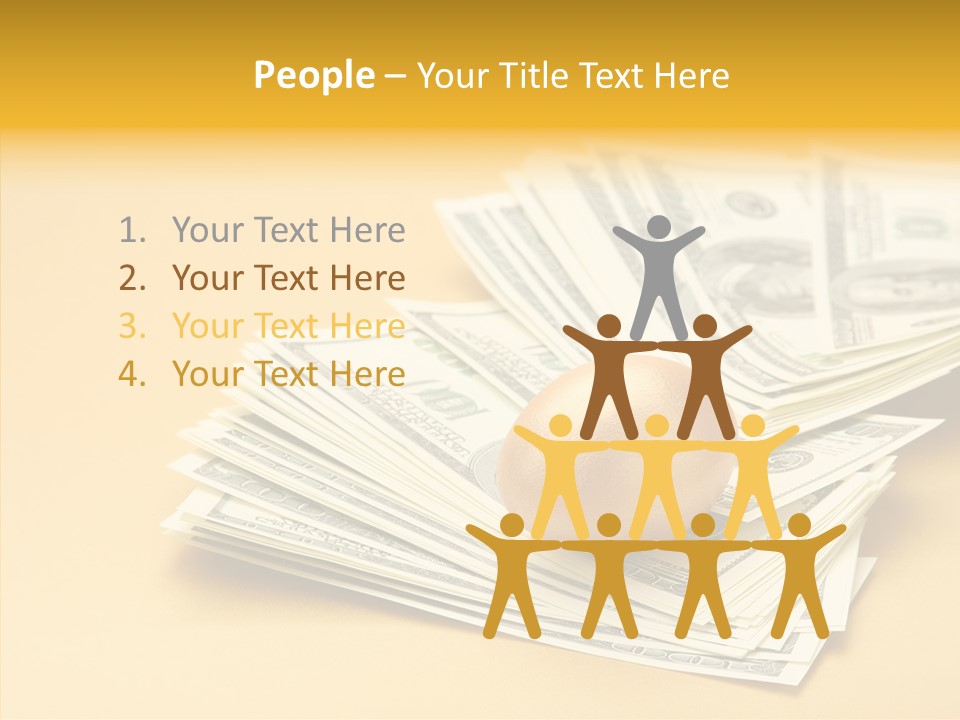 A Pile Of Money With An Egg On Top Of It PowerPoint Template