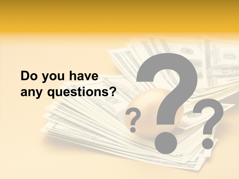 A Pile Of Money With An Egg On Top Of It PowerPoint Template