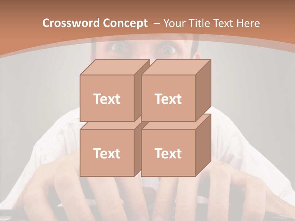 A Man With A Surprised Look On His Face Is Typing On A Keyboard PowerPoint Template