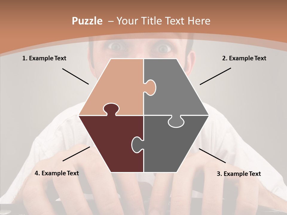 A Man With A Surprised Look On His Face Is Typing On A Keyboard PowerPoint Template