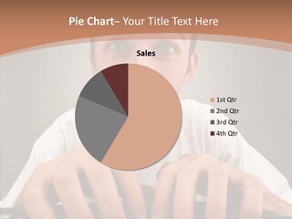 A Man With A Surprised Look On His Face Is Typing On A Keyboard PowerPoint Template