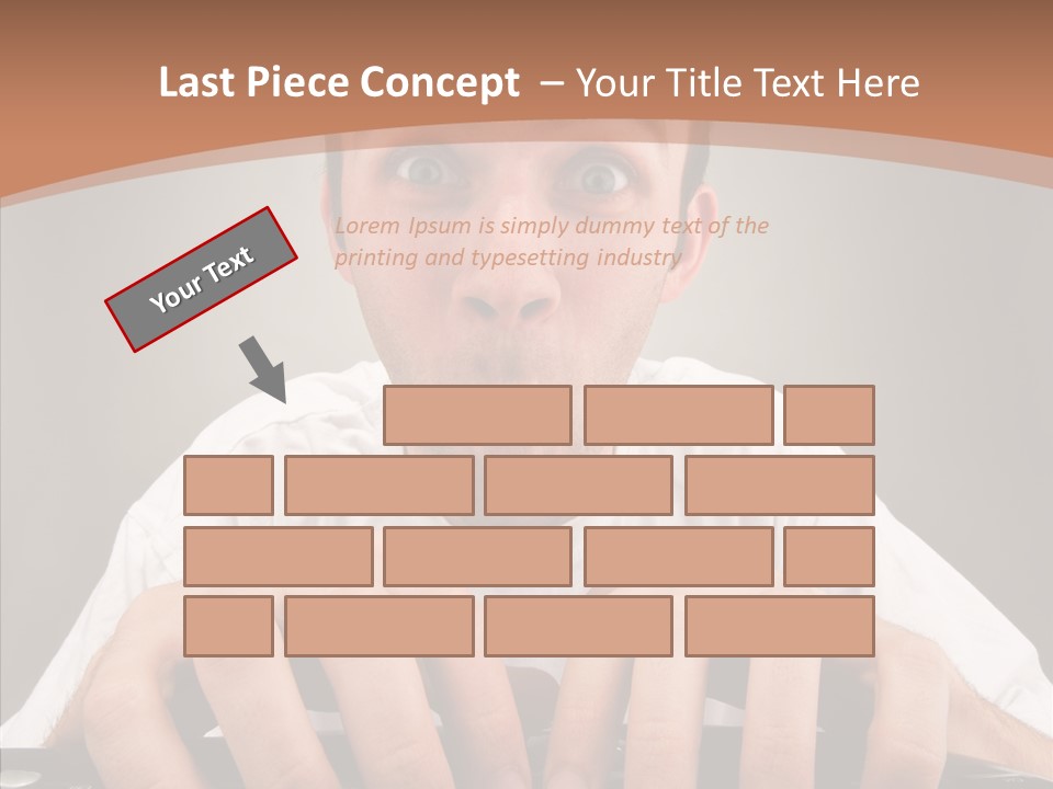 A Man With A Surprised Look On His Face Is Typing On A Keyboard PowerPoint Template
