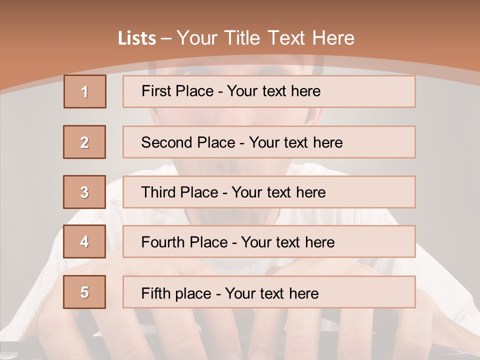 A Man With A Surprised Look On His Face Is Typing On A Keyboard PowerPoint Template