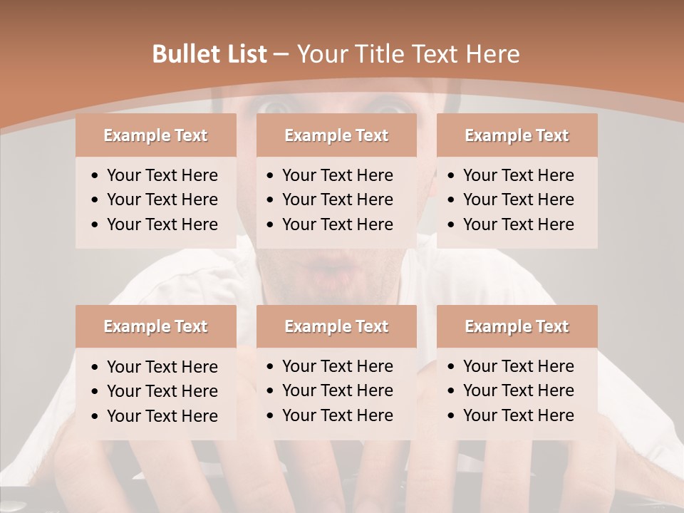 A Man With A Surprised Look On His Face Is Typing On A Keyboard PowerPoint Template