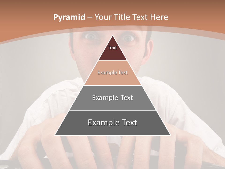 A Man With A Surprised Look On His Face Is Typing On A Keyboard PowerPoint Template