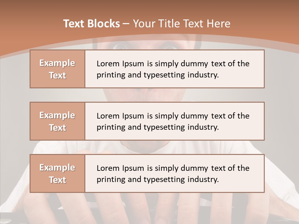 A Man With A Surprised Look On His Face Is Typing On A Keyboard PowerPoint Template