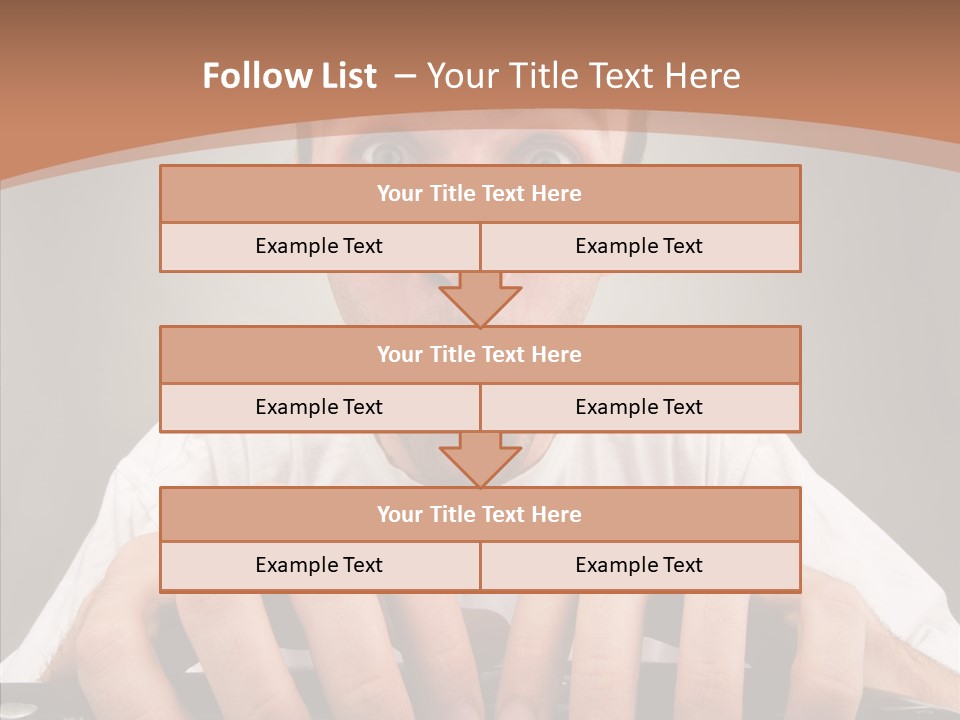 A Man With A Surprised Look On His Face Is Typing On A Keyboard PowerPoint Template