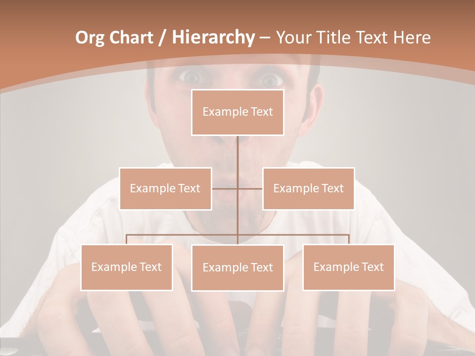 A Man With A Surprised Look On His Face Is Typing On A Keyboard PowerPoint Template