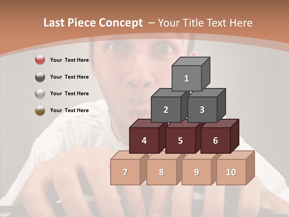 A Man With A Surprised Look On His Face Is Typing On A Keyboard PowerPoint Template
