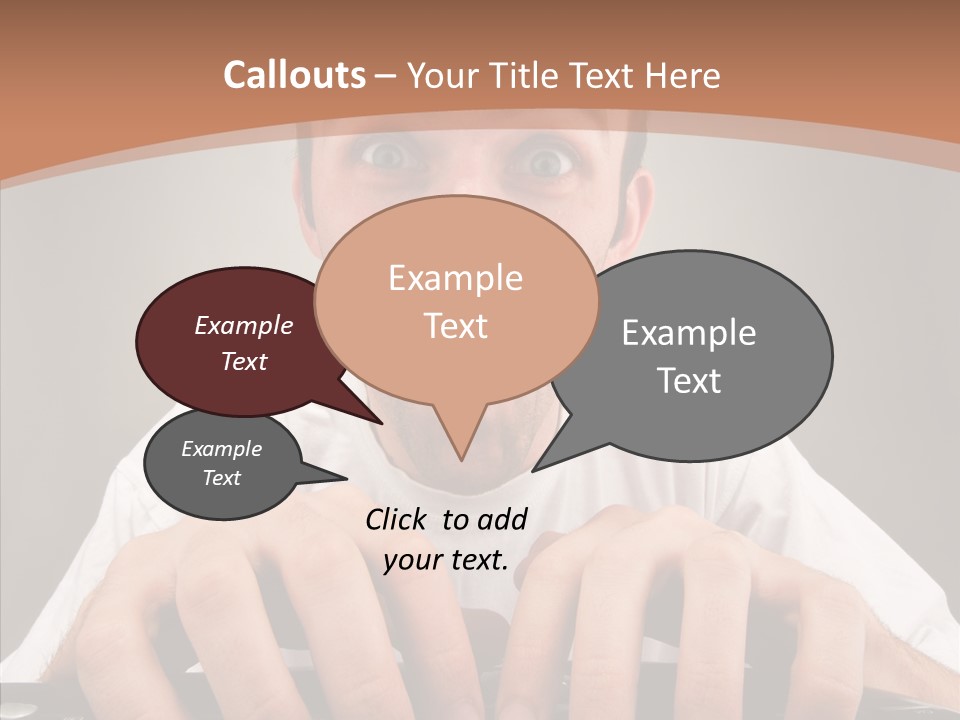 A Man With A Surprised Look On His Face Is Typing On A Keyboard PowerPoint Template