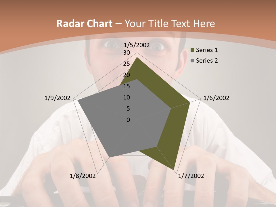 A Man With A Surprised Look On His Face Is Typing On A Keyboard PowerPoint Template