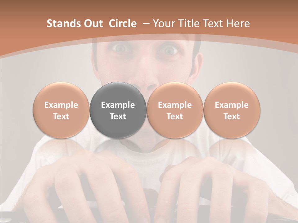 A Man With A Surprised Look On His Face Is Typing On A Keyboard PowerPoint Template