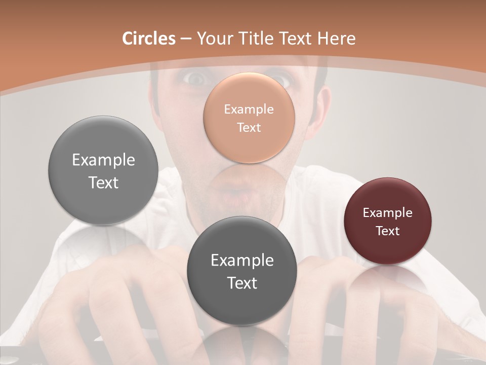 A Man With A Surprised Look On His Face Is Typing On A Keyboard PowerPoint Template