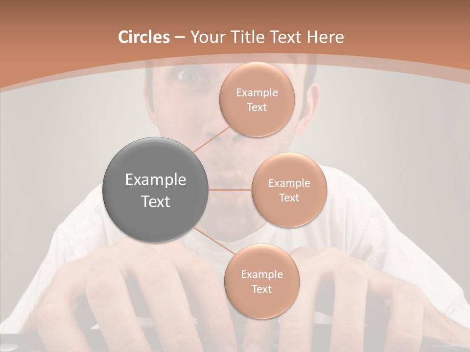 A Man With A Surprised Look On His Face Is Typing On A Keyboard PowerPoint Template