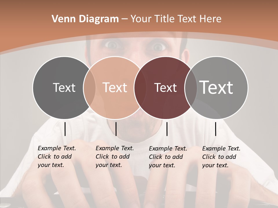 A Man With A Surprised Look On His Face Is Typing On A Keyboard PowerPoint Template
