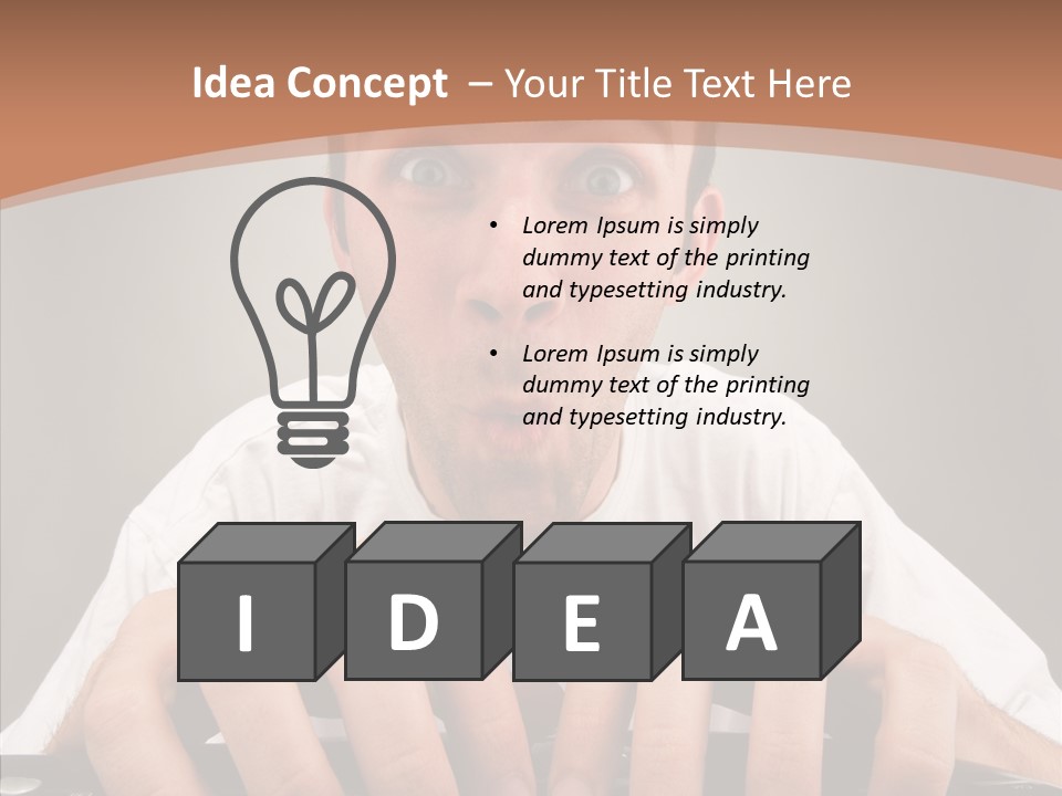 A Man With A Surprised Look On His Face Is Typing On A Keyboard PowerPoint Template