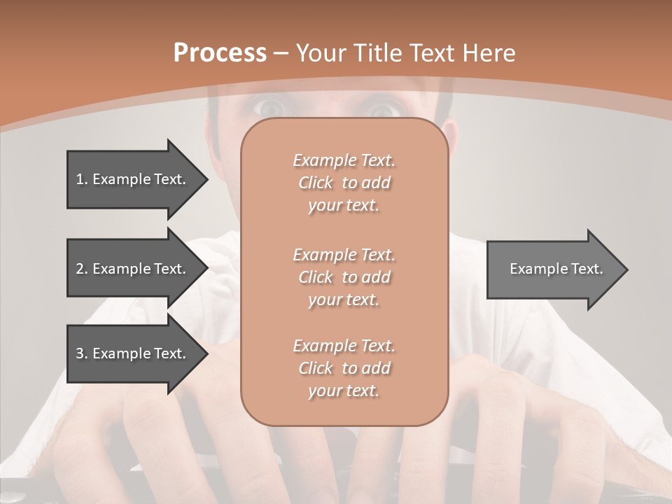 A Man With A Surprised Look On His Face Is Typing On A Keyboard PowerPoint Template