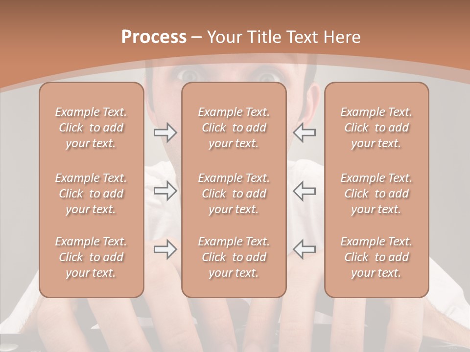 A Man With A Surprised Look On His Face Is Typing On A Keyboard PowerPoint Template