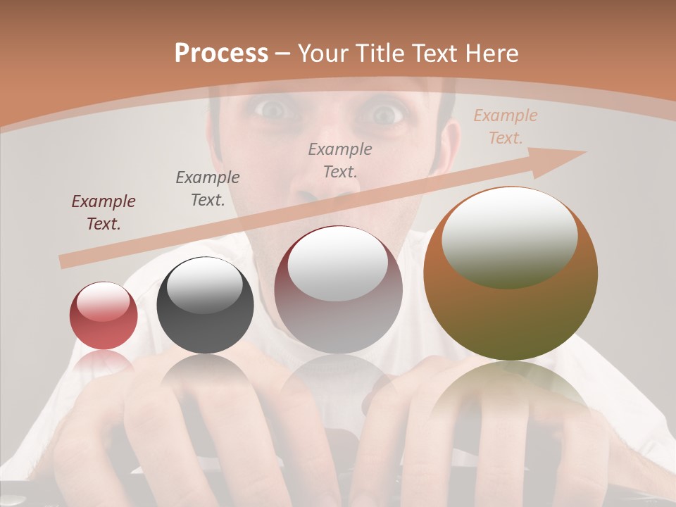 A Man With A Surprised Look On His Face Is Typing On A Keyboard PowerPoint Template