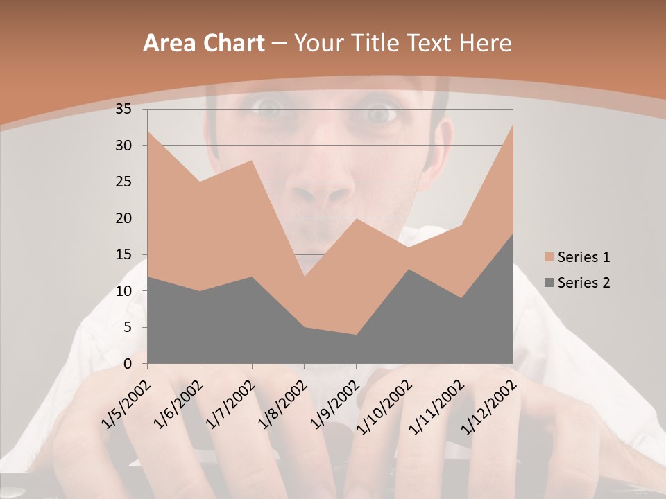 A Man With A Surprised Look On His Face Is Typing On A Keyboard PowerPoint Template