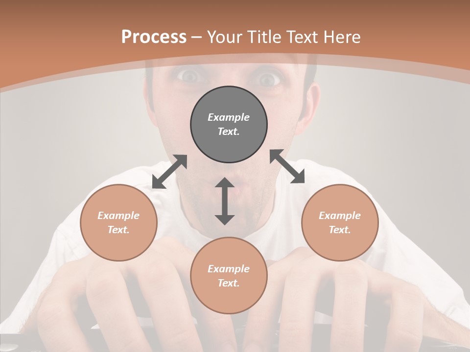 A Man With A Surprised Look On His Face Is Typing On A Keyboard PowerPoint Template