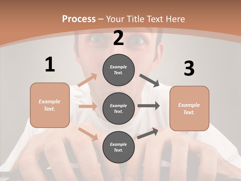 A Man With A Surprised Look On His Face Is Typing On A Keyboard PowerPoint Template